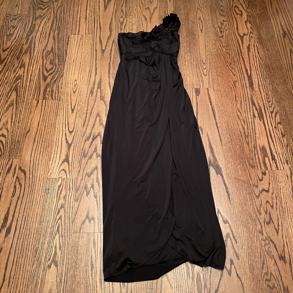 Black one shoulder gown
